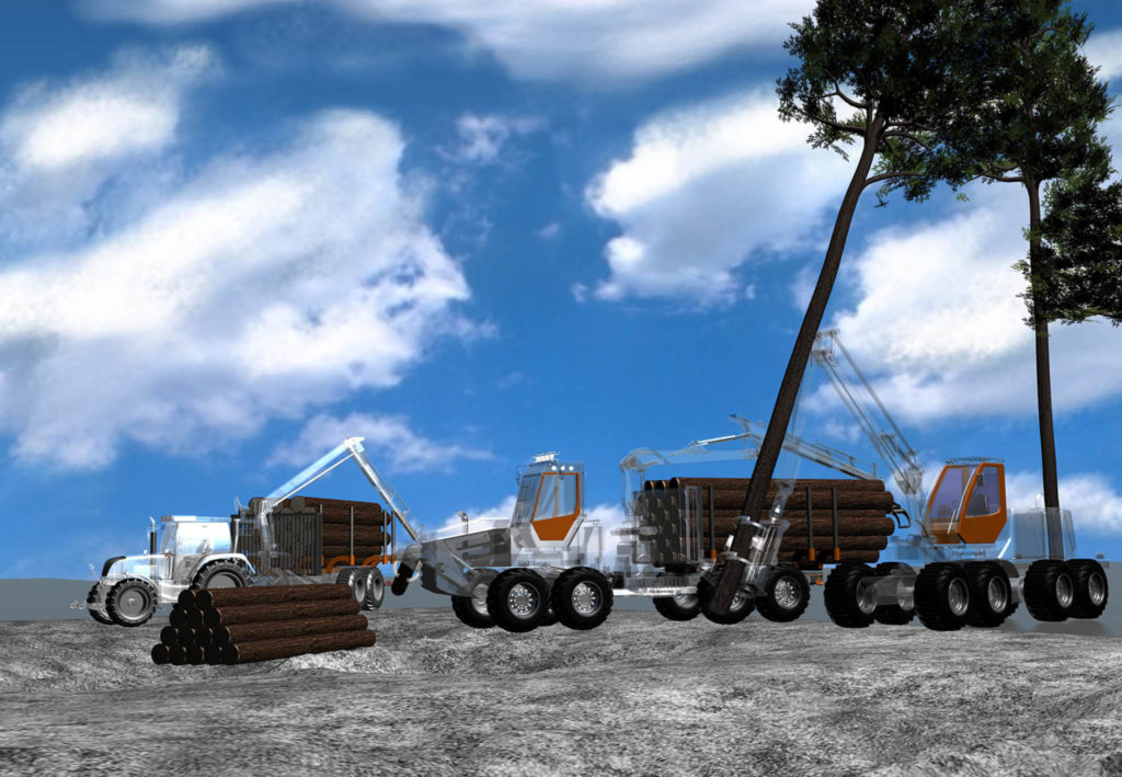 Holzvollernter Holzrückewagen selbstfahrend und gezogen