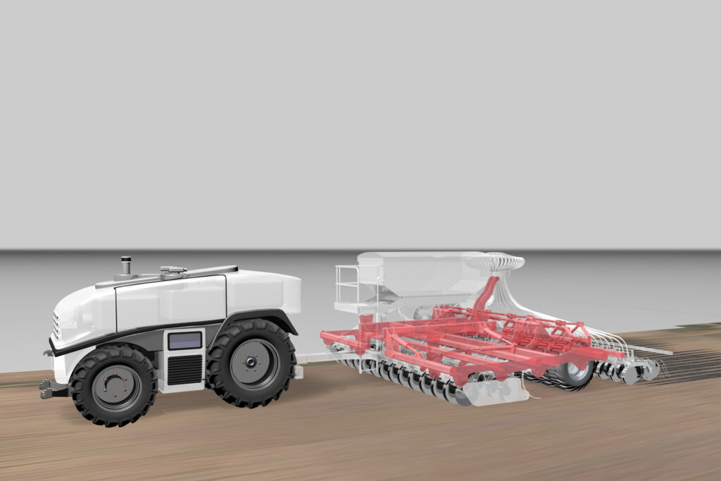 Autonomer Agrarroboter Zugfahrzeug Sähmaschine
