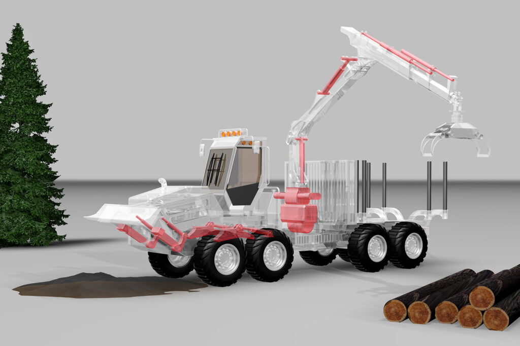 Self-propelled log loader